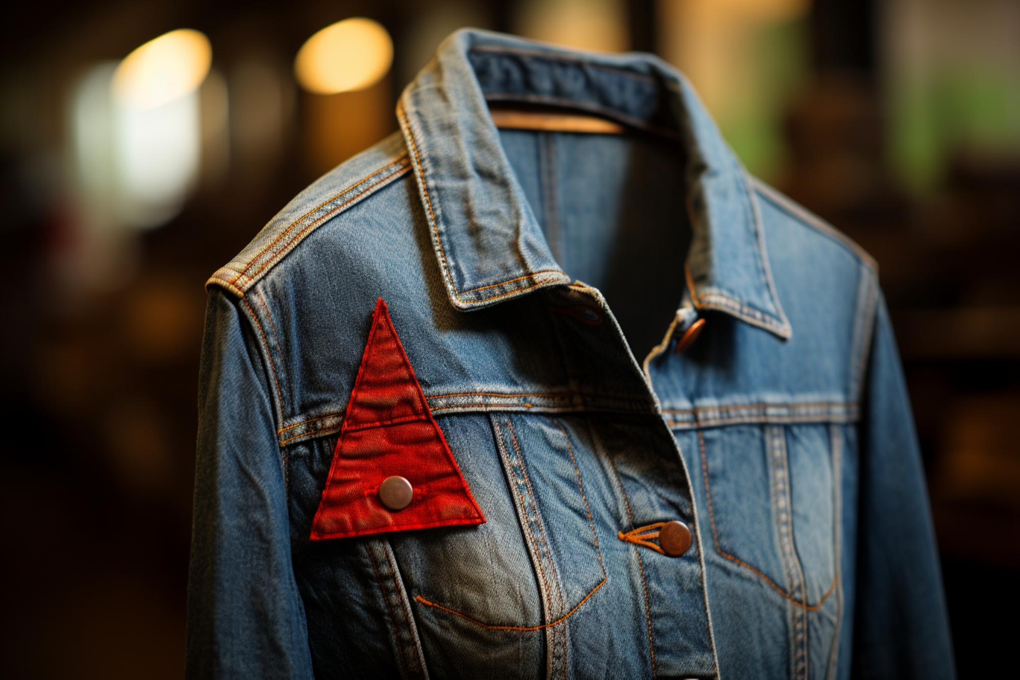 Embroidery on denim jacket sleeve